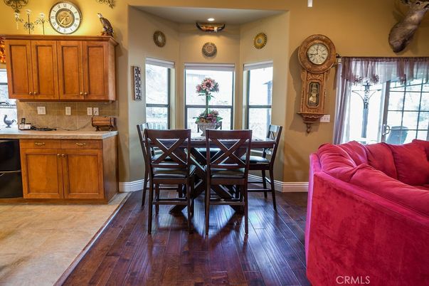 Dining room, Interior, Kitchen, Recessed Lighting, Wood Texture Flooring