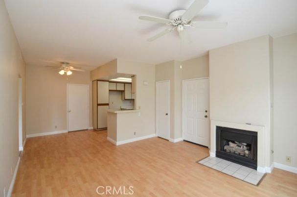 Empty room, Fireplace, Interior, Kitchen, Wood Texture Flooring