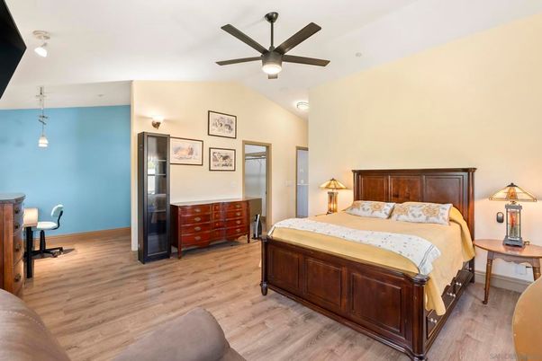 Bedroom, Interior, Pendant Lights, Wood Texture Flooring