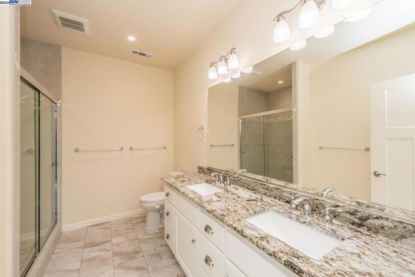 Bathroom, Dual Sink Vanities, Glass Shower, Interior, Recessed Lighting
