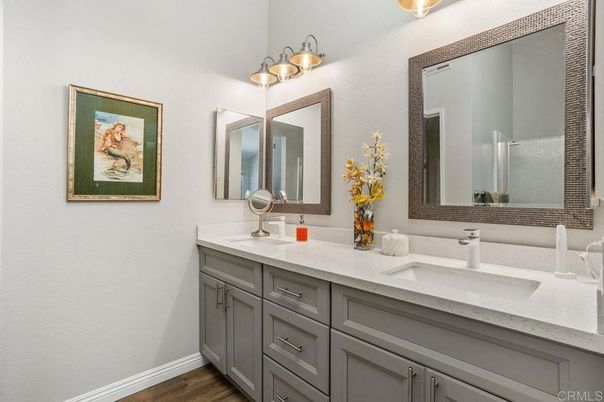 Bathroom, Dual Sink Vanities, Interior, Wood Texture Flooring