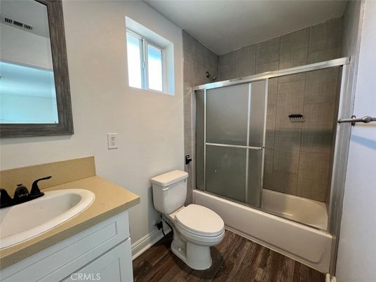 Bathroom, Glass Shower, Interior, Wood Texture Flooring