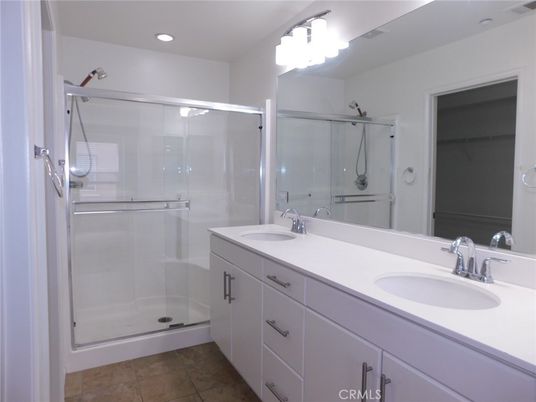 Bathroom, Dual Sink Vanities, Glass Shower, Interior, Recessed Lighting