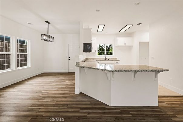 Interior, Kitchen, Pendant Lights, Wood Texture Flooring