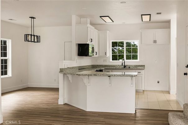 Interior, Kitchen, Pendant Lights, Recessed Lighting, Wood Texture Flooring