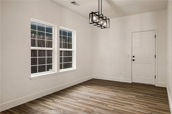 Empty room, Interior, Pendant Lights, Wood Texture Flooring