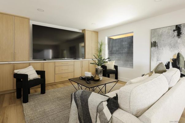 Interior, Living room, Recessed Lighting, Wood Texture Flooring