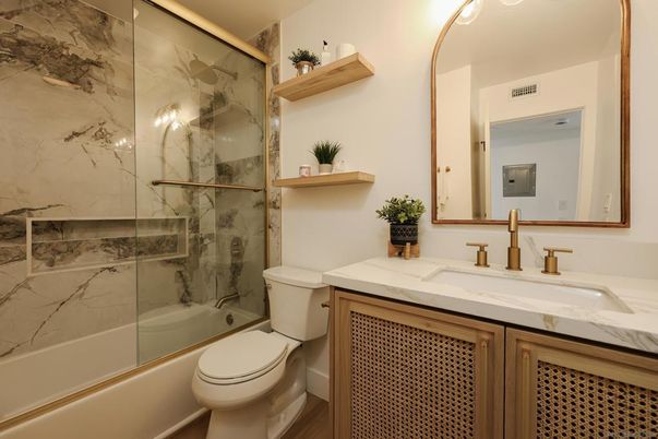 Bathroom, Glass Shower, Interior, Marble Walls