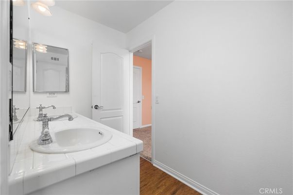 Bathroom, Interior, Tile Countertops, Wood Texture Flooring