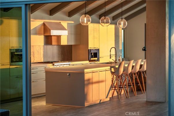 Interior, Kitchen, Pendant Lights, Wood Texture Flooring