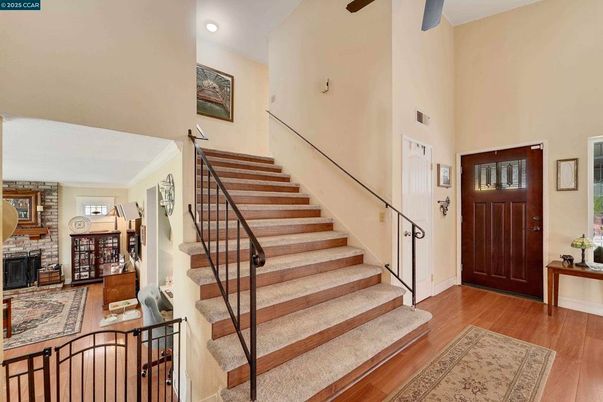 Fireplace, Interior, Recessed Lighting, Wood Texture Flooring