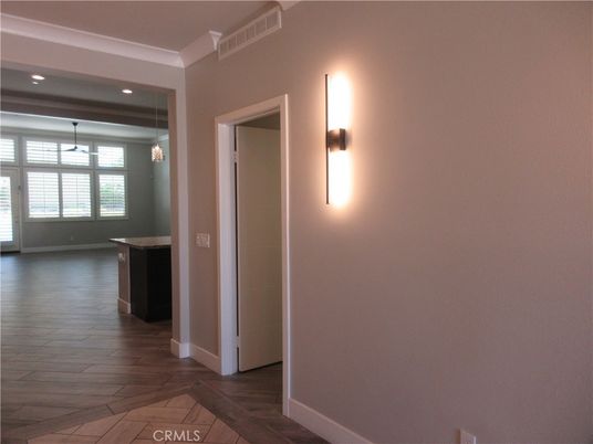 Empty room, Interior, Pendant Lights, Recessed Lighting, Wood Texture Flooring