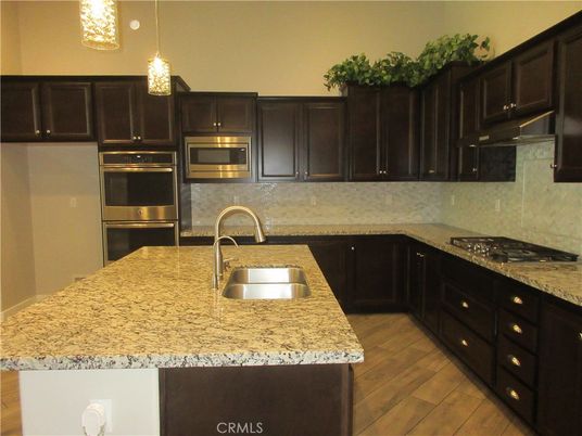 Interior, Kitchen, Pendant Lights, Stainless Steel Appliances, Wood Texture Flooring
