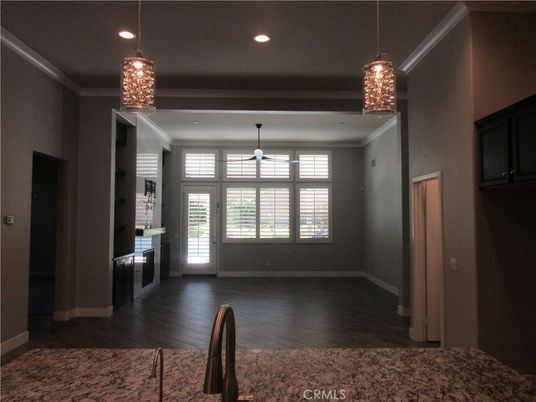 Empty room, Interior, Pendant Lights, Recessed Lighting, Wood Texture Flooring