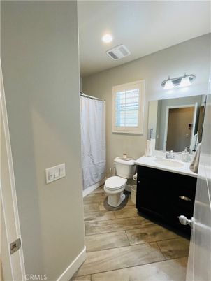 Bathroom, Interior, Recessed Lighting, Wood Texture Flooring