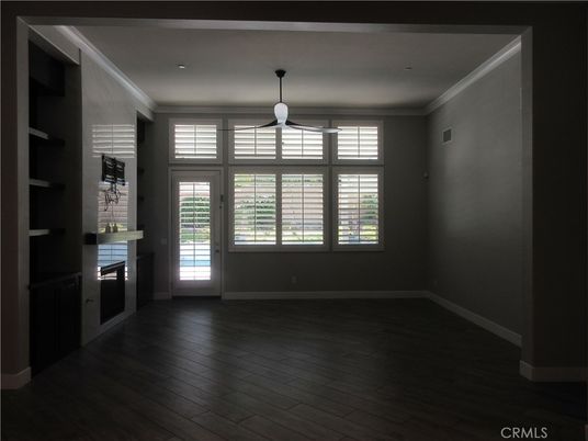 Empty room, Interior, Pendant Lights, Recessed Lighting, Wood Texture Flooring