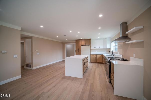 Interior, Kitchen, Recessed Lighting, Wood Texture Flooring