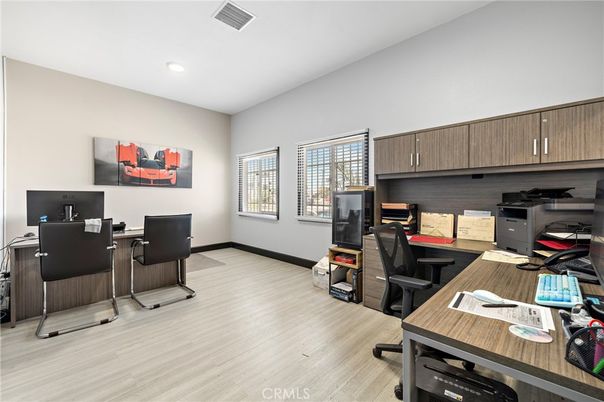 Home Office, Interior, Recessed Lighting, Wood Texture Flooring