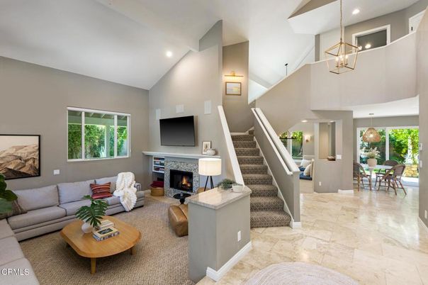 Dining room, Fireplace, Interior, Living room, Pendant Lights, Recessed Lighting