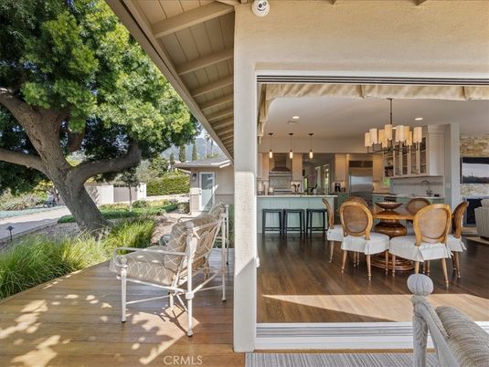 Chandelier, Dining room, Interior, Kitchen, Pendant Lights, Stainless Steel Appliances, Wood Texture Flooring