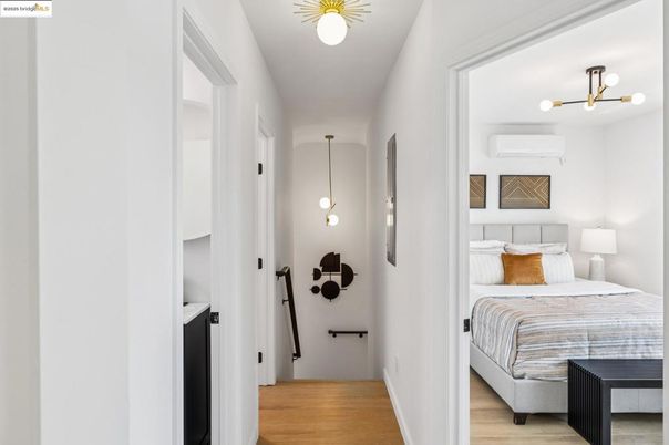 Bedroom, Interior, Pendant Lights, Wood Texture Flooring