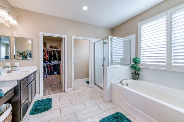 Bathroom, Dual Sink Vanities, Interior, Recessed Lighting, Walk-in Closets