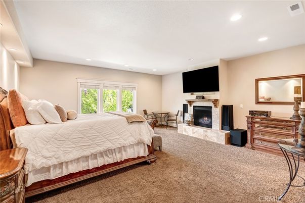 Bedroom, Fireplace, Interior, Recessed Lighting