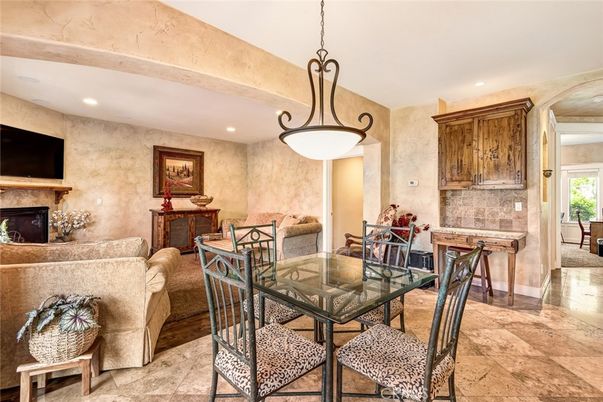 Dining room, Interior, Pendant Lights, Recessed Lighting, Wooden Beams