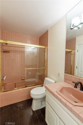 Bathroom, Glass Shower, Interior, Tile Countertops, Wood Texture Flooring