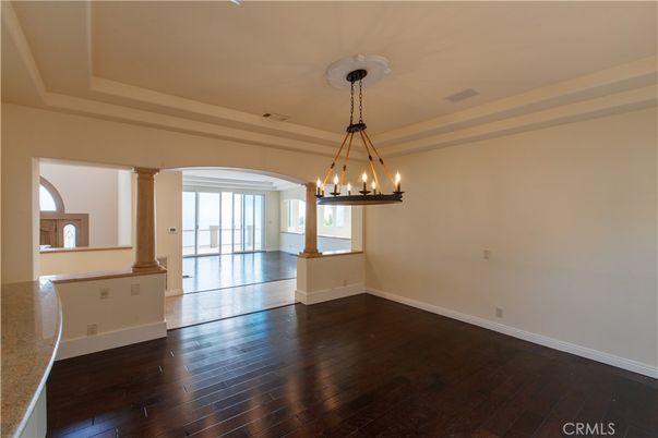 Chandelier, Empty room, Interior, Pendant Lights, Wood Texture Flooring