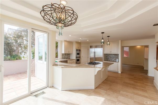 Chandelier, Interior, Kitchen, Pendant Lights, Recessed Lighting, Stainless Steel Appliances