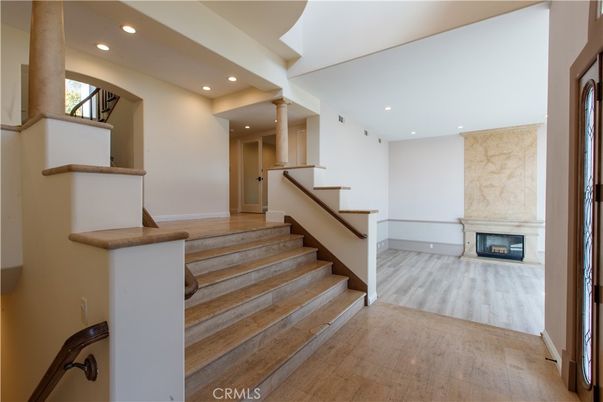 Fireplace, Interior, Recessed Lighting, Wood Texture Flooring