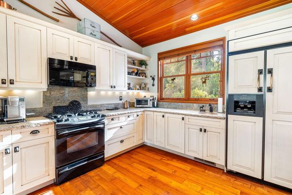 Interior, Kitchen, Recessed Lighting, Wooden Ceilings, Wood Texture Flooring