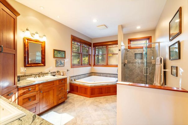 Bathroom, Glass Shower, Interior, Recessed Lighting