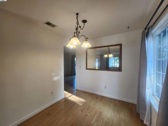 Chandelier, Empty room, Interior, Pendant Lights, Wood Texture Flooring