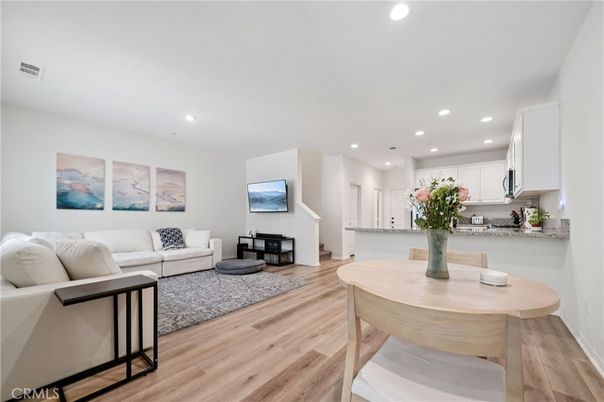 Dining room, Interior, Kitchen, Living room, Recessed Lighting, Wood Texture Flooring