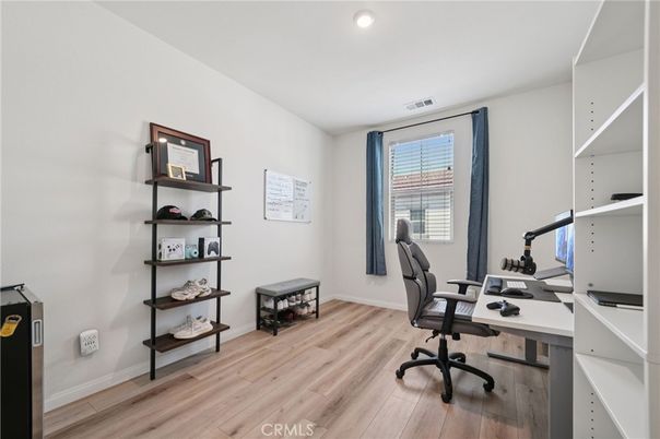 Home Office, Interior, Recessed Lighting, Wood Texture Flooring