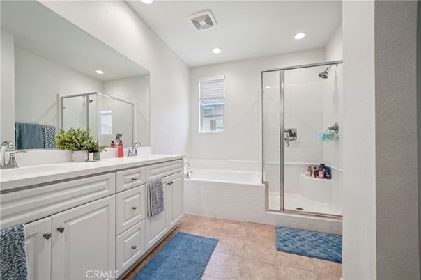Bathroom, Dual Sink Vanities, Glass Shower, Interior, Recessed Lighting