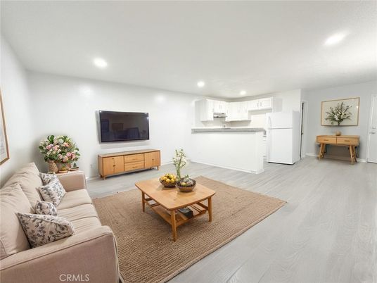 Interior, Kitchen, Living room, Recessed Lighting, Stainless Steel Appliances, Wood Texture Flooring
