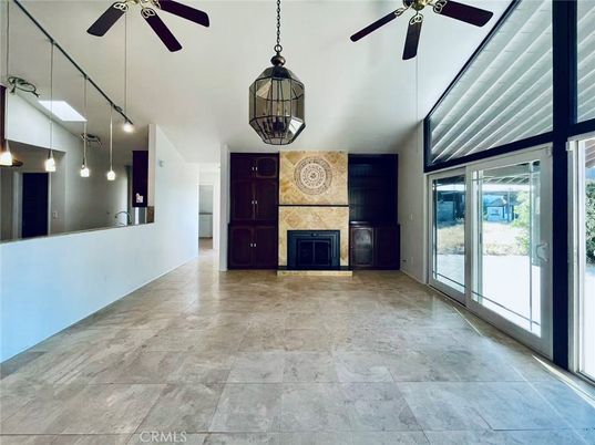 Empty room, Fireplace, Interior, Pendant Lights