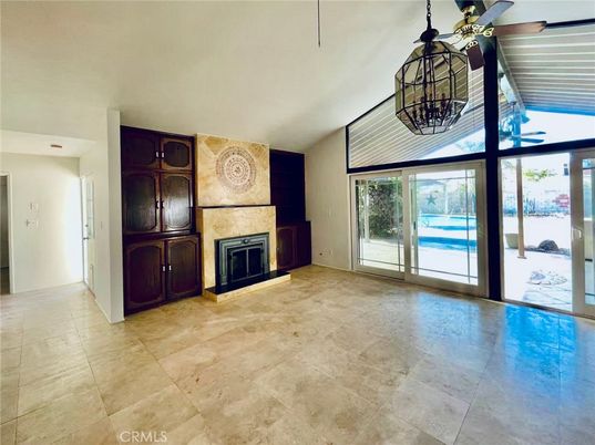 Empty room, Fireplace, Interior, Pendant Lights