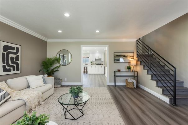 Interior, Living room, Recessed Lighting, Wood Texture Flooring