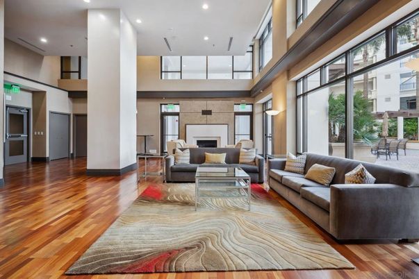 Fireplace, Interior, Living room, Pendant Lights, Recessed Lighting, Wood Texture Flooring