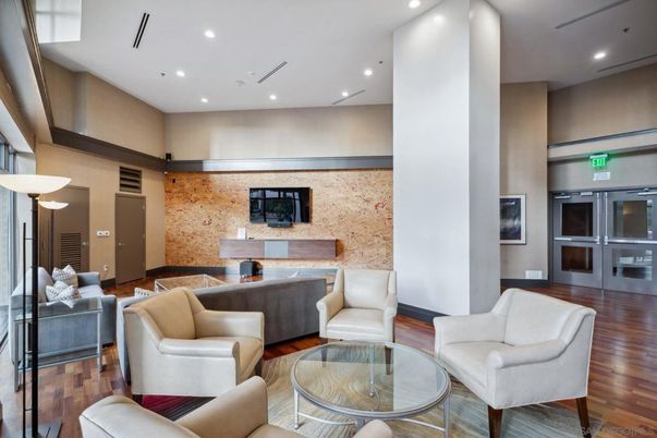 Fireplace, Interior, Living room, Recessed Lighting, Stone Walls, Wood Texture Flooring