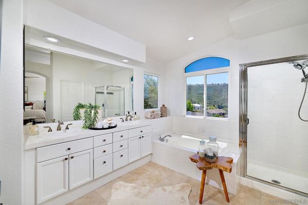 Bathroom, Dual Sink Vanities, Glass Shower, Interior, Recessed Lighting