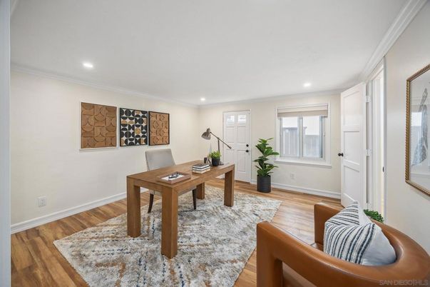 Home Office, Interior, Recessed Lighting, Wood Texture Flooring