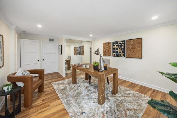 Home Office, Interior, Recessed Lighting, Wood Texture Flooring