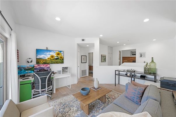 Home Office, Interior, Living room, Recessed Lighting, Wood Texture Flooring