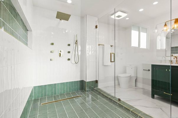 Bathroom, Glass Shower, Interior, Marble, Recessed Lighting