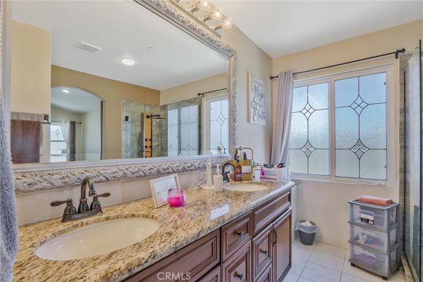 Bathroom, Dual Sink Vanities, Glass Shower, Interior, Recessed Lighting